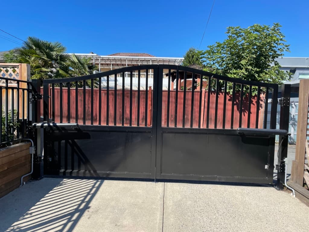 Iron gate and metal fabrication detail on a California property